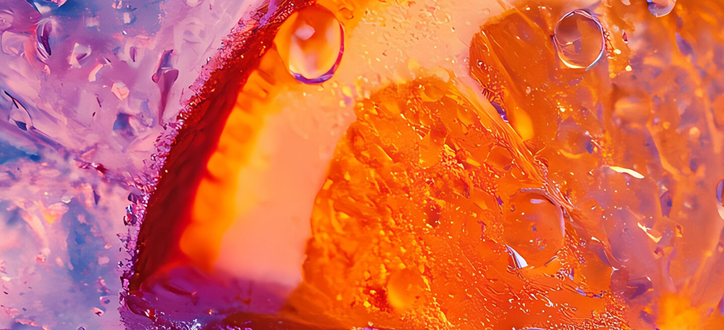 Orange slice in a violet drink