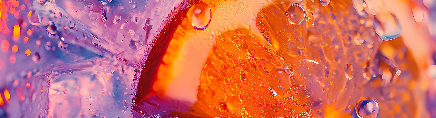 Orange slice in a violet drink