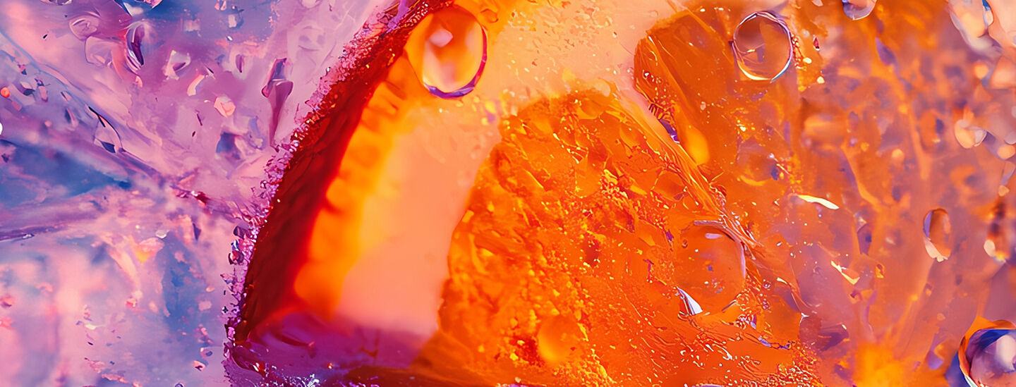 Orange slice in a violet drink