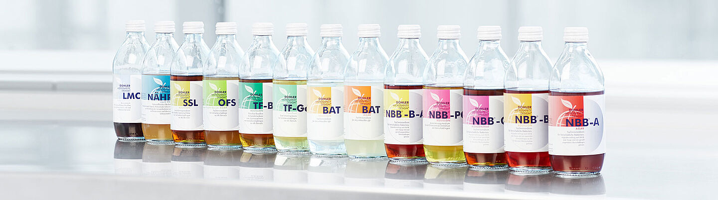 different colourfull liquids on different bottles