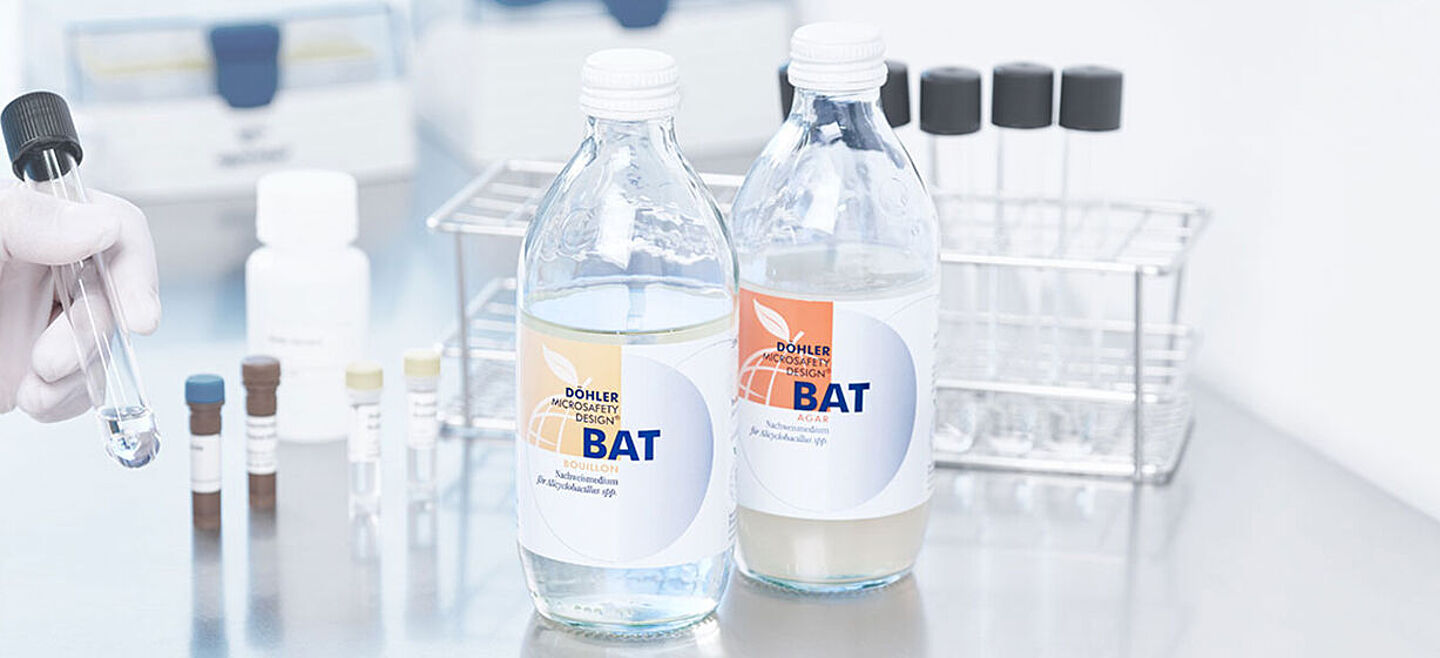 two bottles of bat in a laboratory