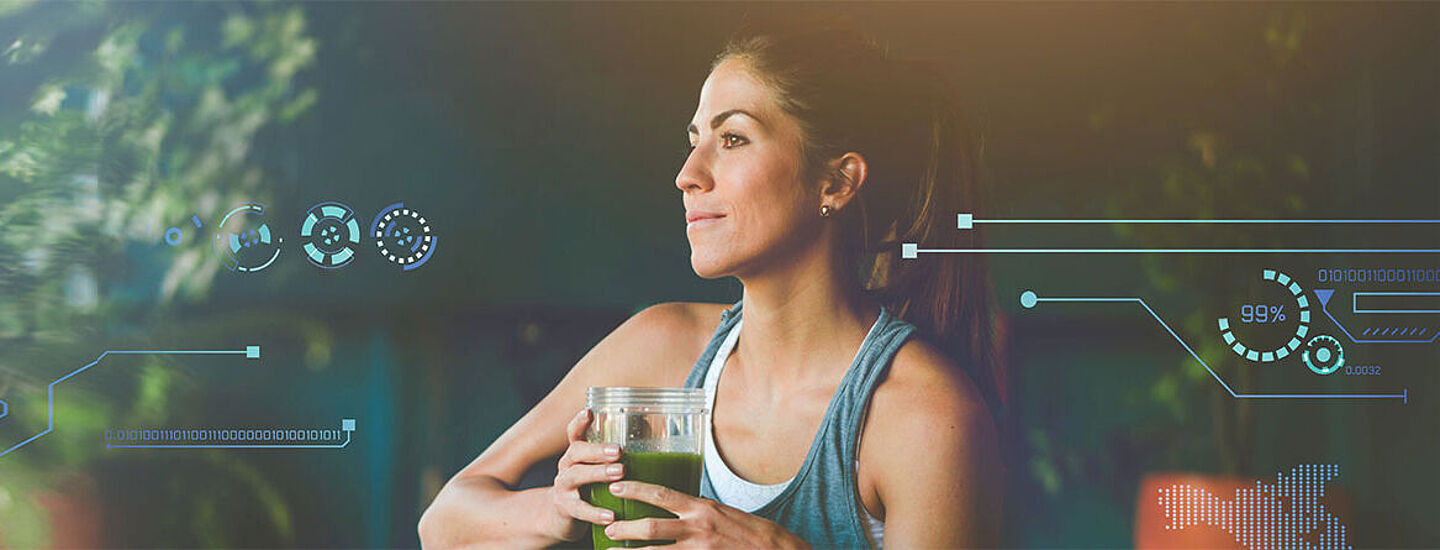 Woman with green juice