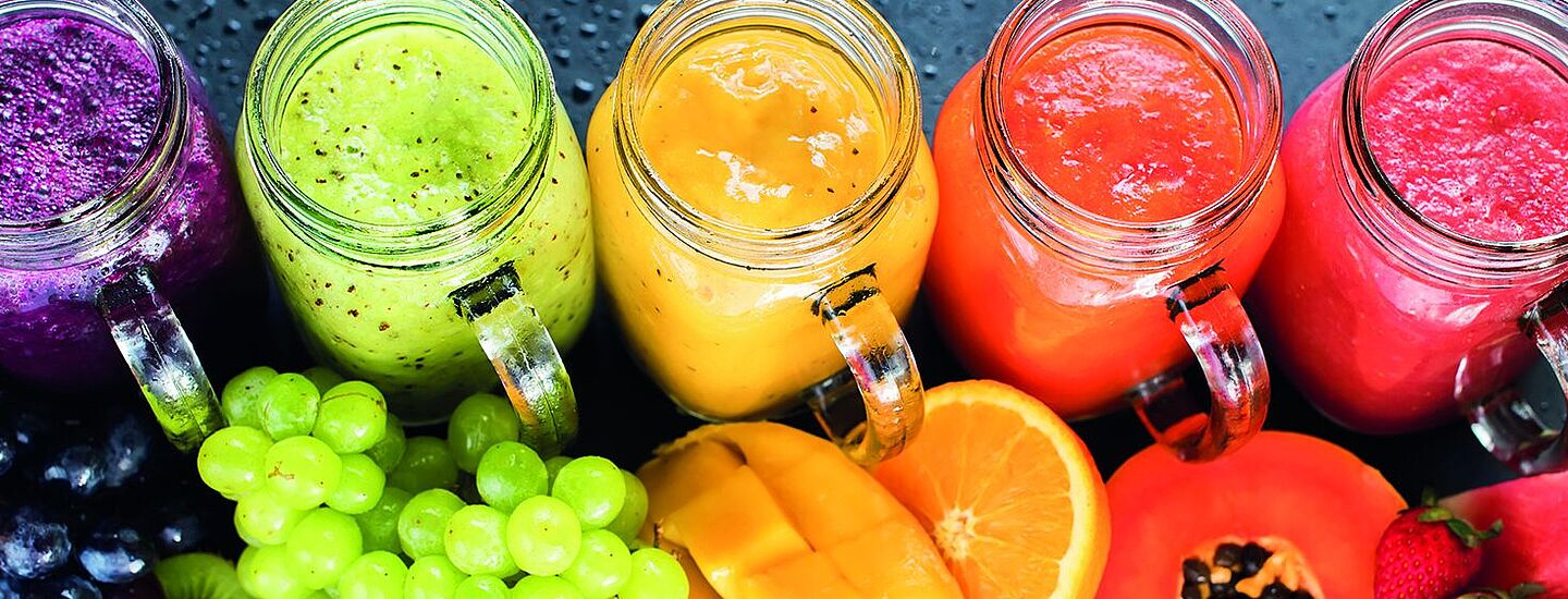dark and green grape juice, orange juice, papaya juice and watermellon juice