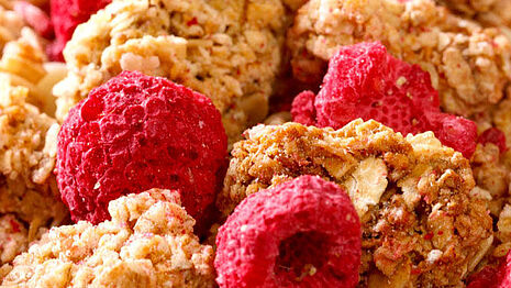 dried raspberries with cornflakes