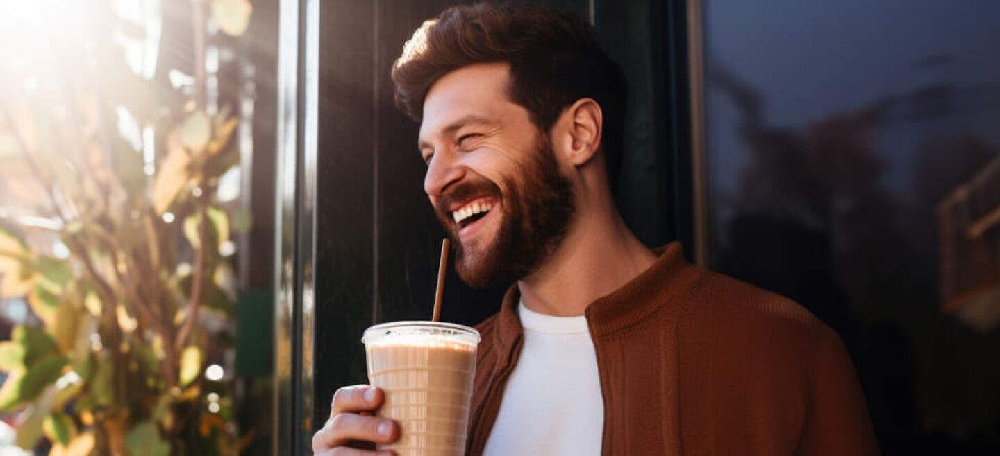 man drinking coffee