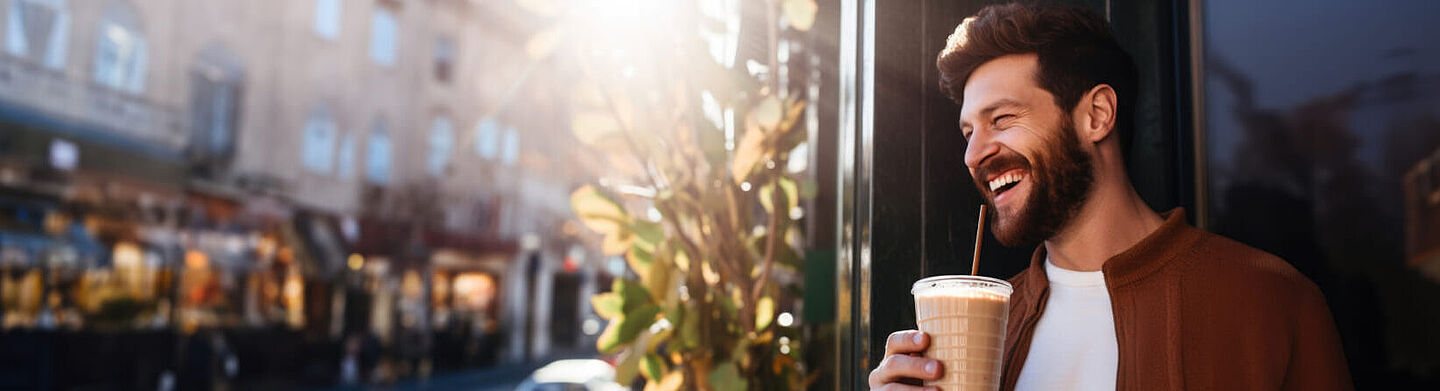 man drinking coffee