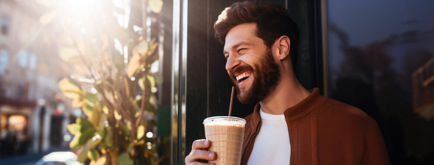 hombre tomando cafe